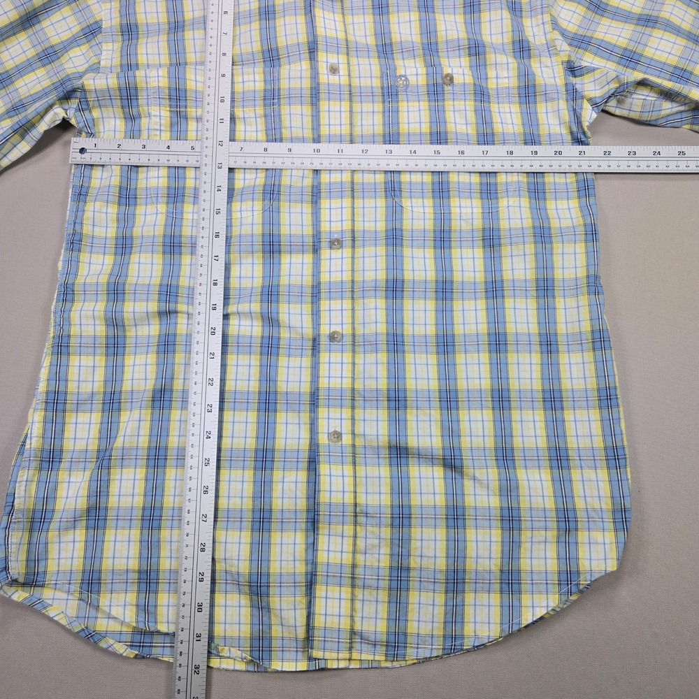 Wrangler George Strait Cowboy Cut Plaid Button Down Shirt Blue Yellow Men Size M - Picture 7 of 7